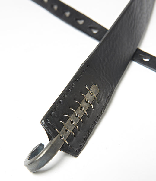 Bold Hook and Eye Leather Belt Bold Hook and Eye Leather Belt S/M – OMNIA main image 3