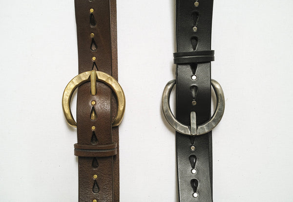Johnny Farah Handcrafted Distressed Leather Grommet Belt - Solid Brass- medium SDI2450_grande.jpg?v=1496767415 main image 3