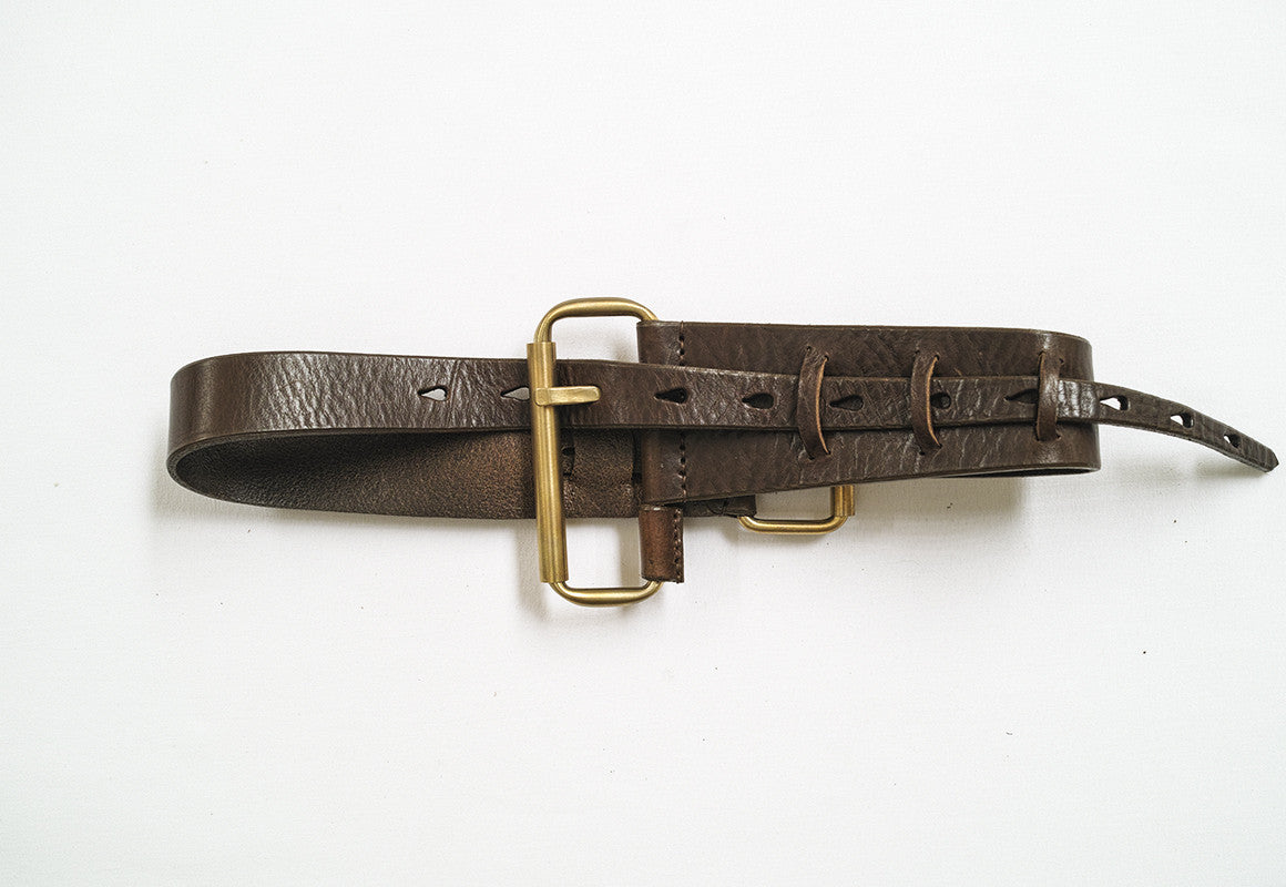 Double Roll Buckle Leather Belt