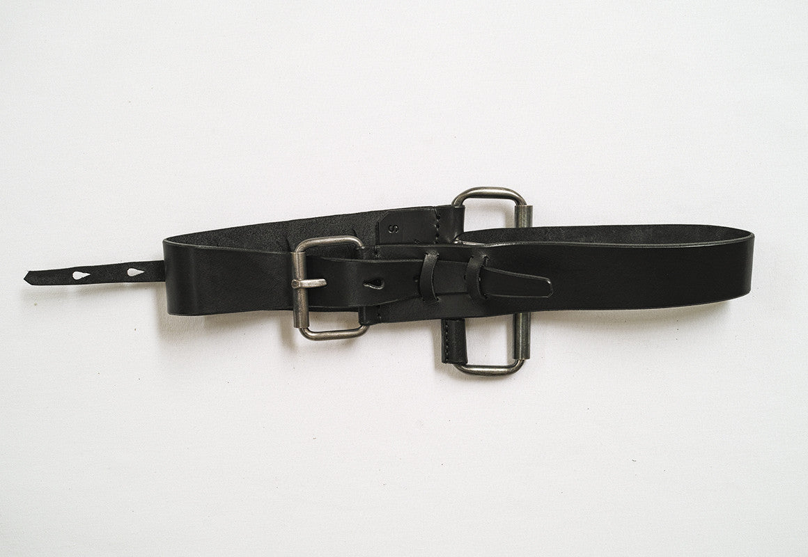 Double Roll Buckle Leather Belt